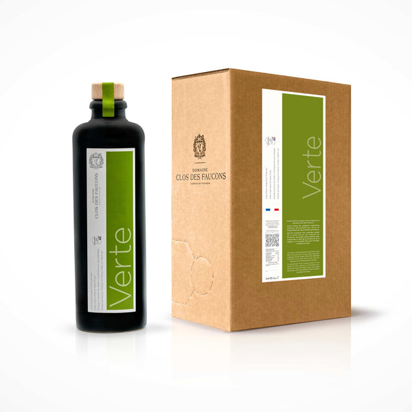 VERTE – Duo Bouteille + Eco-recharge 2L – Huile d’Olive Vierge Extra Fruité Vert 🇫🇷